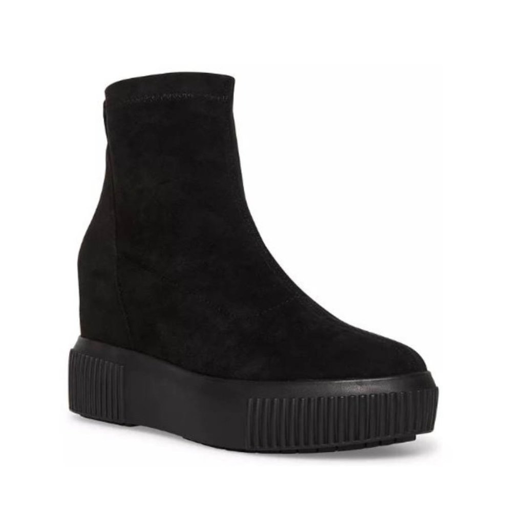 Steve Madden Black Suede Wedge Booties Women's Size 9 + 10